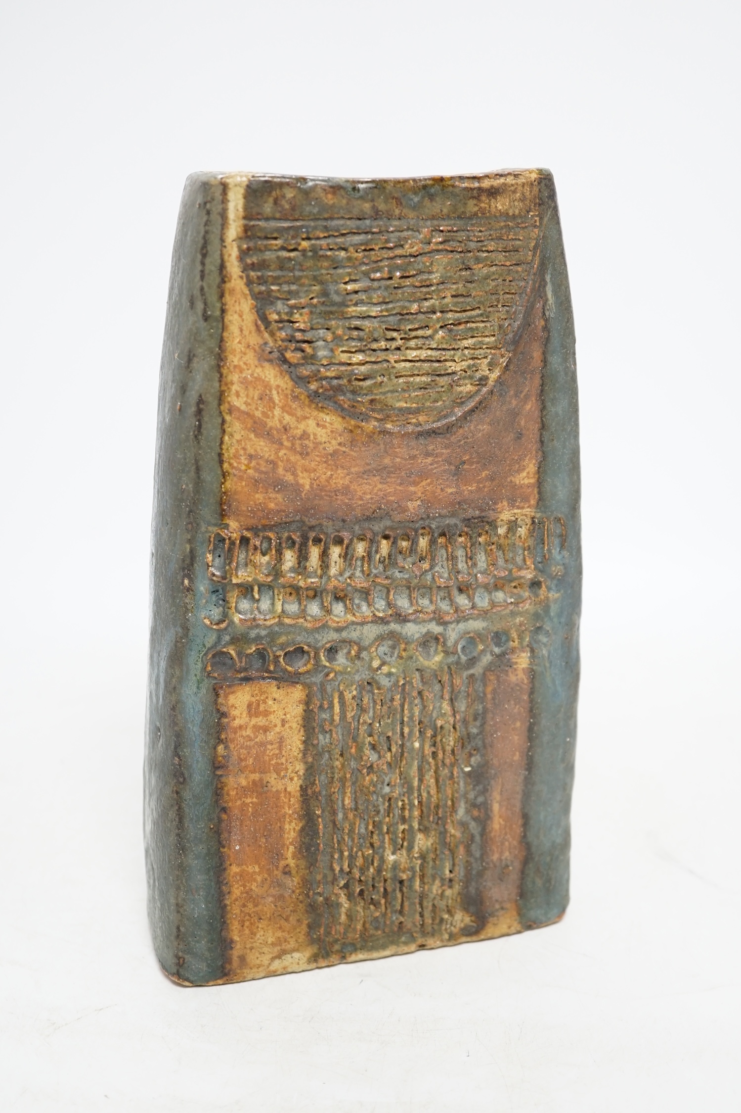 An Alan Wallwork slab vase, 26cm. Condition - good